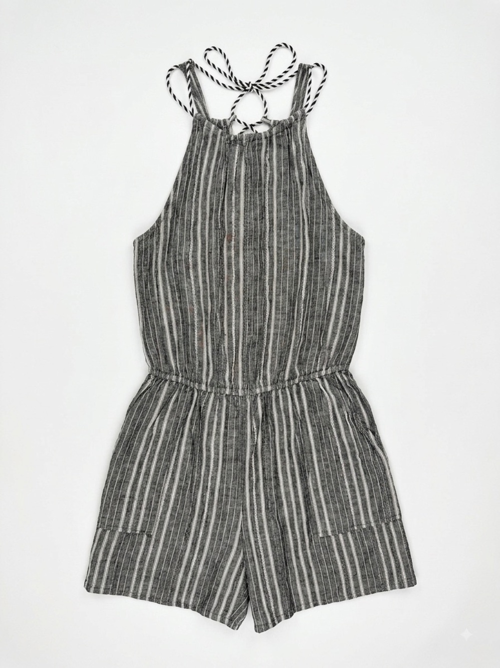 Old Navy Gray Striped Halter Romper
